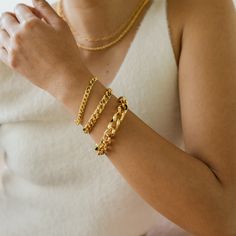 ⭐ A stunning Cuban gold curb link chain bracelet. It comes with three different sizes. Super lightweight but very sturdy.   Extra Super Chunky Curb Link Chain Bracelet, Thick Bold Gold Chain Bracelet, Super Lightweight, Layering Stacking Bracelet SET ⭐ BRACELET MEASURE A Type   * Total Chain Length: 6.5" chain + 2" extender  * Link Size: 5mm * Closure: Lobster Clasp B Type * Total Chain Length: 6.5" chain + 2" extender  * Link Size : 9mm * Closure: Lobster Clasp C Type * Total Chain Length: 6.5" Cheap Elegant Chunky Chain Bracelet, Gold Chunky Chain Cuban Link Bracelet, Gold Cuban Link Bracelet With Chunky Chain For Everyday, Gift Cuban Link Chunky Chain Bracelet, Everyday Cuban Link Chunky Chain Bracelet, Everyday Gold Chunky Bracelets, Everyday Chunky Chain Link Bracelet, Everyday Chunky Cuban Link Bracelet, Everyday Cuban Link Bracelet With Chunky Chain