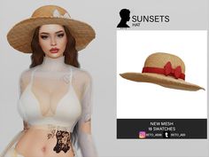 Sims Cc Hats, Hat Sims 4 Cc, Sims 4 Hats Cc, Top Model Poses, Marigold Sims 4, Ts4 Accessories, Cottagecore Hat