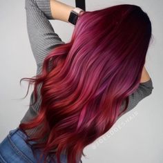 Red Purple Hair, Pink Balayage, Hair Color Crazy, Hair Color Highlights, Colored Hair, Hair Color Balayage, Hair Inspo Color