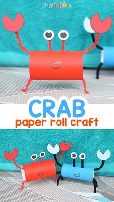 crab paper roll craft for kids to make