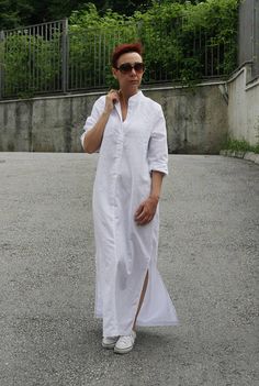 Shirt Dress Linen dress for women Long linen shirt Maxi Linen Maxi Dress Long Sleeve, Elegant Long Dress With Pockets, Elegant Long Maxi Dress With Pockets, Elegant Long Dress With Relaxed Fit, White Long Sleeve Linen Dress For Daywear, Elegant Long Relaxed Fit Shirt Dress, White Linen Long Sleeve Shirt Dress, Linen Shirt Dress Outfit, Oversized White Linen Casual Dress