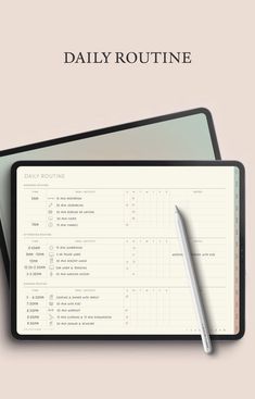 the daily routine is on top of a clipboard with a pen next to it