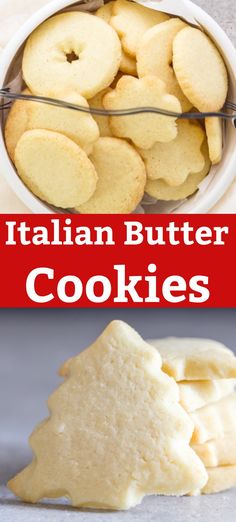 italian butter cookies in a bowl and on a plate