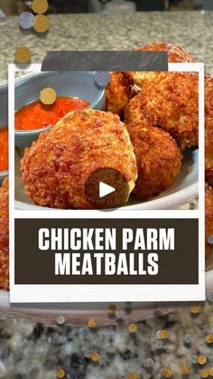 chicken parm meatballs on a plate with sauce