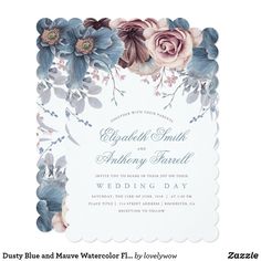 a wedding card with flowers on it