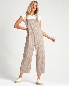 Jumpsuit Outfits, Billabong Women, Cropped Jumpsuit, Denim Skirts, Style Change, Striped Linen, Running Women, Tulum, Billabong