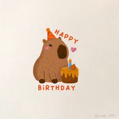 Birthday card with cute capybara and cake Drawing Birthday Ideas, Capybara Birthday Cards, Cute Drawings Birthday, Happy Birthday Cute Drawing, Postcard Happy Birthday, Cute Diy Birthday Cards, Cute Birthday Card Ideas, Birthday Capybara