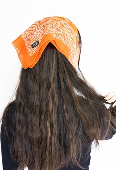 These cute Bandana “kerchief” scarves make the perfect accessory! This style is so current and chic! Plus it keeps the hair out of you face! Orange Bandana, Cute Bandana, Kerchief Scarf, Small Scarf, Bandana Scarf, Knot, Wardrobe, Orange, Square