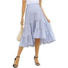 FUNJULY Maternity Dress Women's High Waist Floral Print Pleated Maxi Skirt Casual Flowy Swing A Line Long Skirts BlueWhite S Maxi Skirt Casual, Maternity One Piece Swimsuit, Maternity Work Clothes, Boho Sundress, Floral Maternity Dresses, Dresses Maternity, Maternity Tunic, Skirt Casual, Sun Dresses