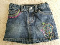 4t Jean Denim Skirt Embroidered Flower Heart Skort Adjustable Belt Sonoma  In good shape no issues to note  Please feel free to ask questions Cheap Vintage Denim Mini Skirt, Cheap Y2k Cotton Mini Skirt, 2000s Fashion Outfits, Fire Fits, Swaggy Outfits, Embroidered Jeans, Really Cute Outfits, Fashion Fits, Cute Skirts