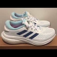 New Adidas Supernova 2 W Adidas Dynamic White Running Shoes, Adidas White Dynamic Running Shoes, White Marathon Sneakers With Ortholite Insole, White Running Shoes With Ortholite Insole For Training, Adidas Supernova, White Adidas, Adidas Shoes, Adidas Women, Athletic Shoes