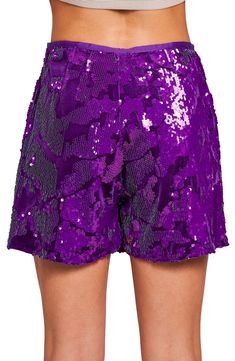 Add a dazzling pop of color with a leg-baring skirt covered in purple sequins. Hidden side-zip closure Lined 100% polyester Dry clean Imported Asian & Pacific Islander Owned/Founded Pacific Islander, Purple Fits, Pop Of Color, Nordstrom Store, Side Zip, Color Pop, Sequin, Top Brands, Mini Skirts