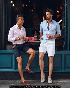 Summer Outfits Ideas, Casual Suits, Mens Fashion Wear, Summer Mens, Men's Outfits, Outfit Formulas, Dress Shorts