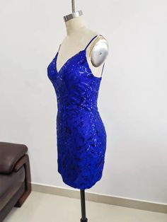 Royal Blue Girl Dress V Neckline Sparkly Sequins HOCO Dress - Etsy Royal Blue Mini Dress For Prom, Royal Blue Fitted Mini Dress, Fitted Royal Blue Mini Dress For Prom, Fitted Royal Blue Dress For Prom, Fitted Royal Blue Dress For Prom Season, Fitted Royal Blue Mini Dress For Wedding, Blue Sequin Dress With Sweetheart Neckline For Homecoming, Blue Sequin Sweetheart Neckline Dress For Homecoming, Royal Blue Mini Dress For Homecoming