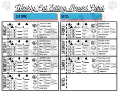 a printable dog sitting report card with the words, dogs and names on it