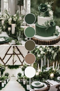 a green wedding color scheme with greenery and candles