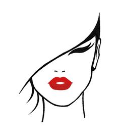 a drawing of a woman's face with red lipstick