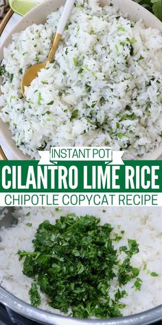 instant pot cilantro lime rice in a white bowl