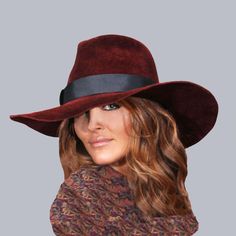 This beautiful ladies fedora is made from velour fur felt, and hand draped over an antique hat block. Hand finished with authentic millinery techniques. Embellished with grosgrain ribbon. This hat has a higher crown, 5 1/4" and wider brim, 4 1/4" Please indicate your head size measurement when ordering (measure your head horizontally just above your eyebrows). When you receive your hat, there will be a small ribbon inside to fine-tune the fit, and a hat box for safe storage. **coat can be found at AyalaOriginals:  https://www.etsy.com/listing/264900571/carpet-bagger-duster-jacket-coat-from?ref=shop_home_active_18 Note: Colors will vary depending on your monitor and there will also be some variations due to dye lots. I personally create each hat one at a time, and no two are ever exactly th Fur Felt Brimmed Boater Hat For Fall, Wide Brim Fur Felt Boater Hat For Fall, Wide Brim Fur Felt Fedora For Fall, Fur Felt Boater Hat For Kentucky Derby, Wide Brim Fur Felt Top Hat For Fall, Fall Wide Brim Fur Felt Boater Hat, Fall Wide Brim Fur Felt Fedora, Elegant Fur Felt Hat For Winter, Formal Brimmed Fedora