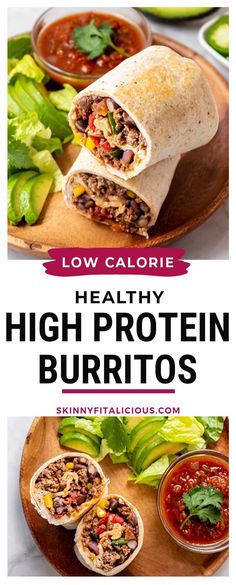 the healthy high protein burritos are ready to be eaten