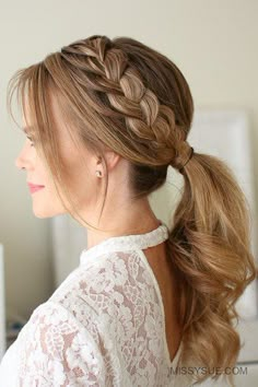 RX_1811_Christmas Hairstyles 2018_Lace Braid Ponytail Festive Hairstyles, Simple Elegant Hairstyles, Easy Formal Hairstyles, Lazy Girl Hairstyles, Simple Prom Hair, Prom Hairstyles For Long Hair, Cool Braid Hairstyles, Long Hair Updo, Christmas Hairstyles