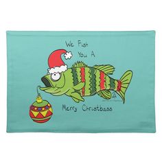 a christmas card with a fish wearing a santa hat