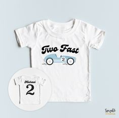 a t - shirt with the number two in front of it and an image of a car