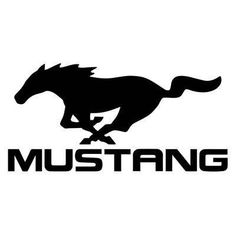 the logo for mustang is shown in black and white, with an image of a horse running