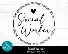 social worker svg file with the words social worker in black and white on it