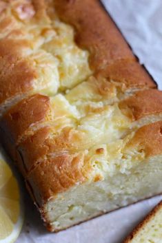 a loaf of lemon bread on a table