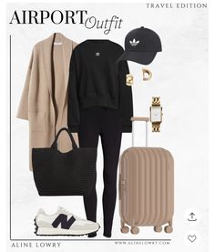 His And Hers Airport Outfits, Athleisure Airport Outfit, Travel Weekend Packing, Varley Outfit Ideas, Train Travel Outfit, Winter Airport Outfit, Fall Skirt Outfits With Boots, Airport Outfit Fall, Winter Fashion Inspiration