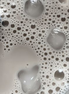 water bubbles in a white bowl with brown spots on the bottom and black dots on the side