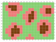 a square with brown squares on it and green squares in the middle, all arranged together