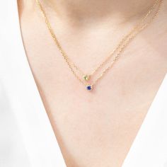 "Give this genuine birthstone stone necklace to celebrate the special month. * Stone size: ≈3mm * Setting size: ≈4.3mm * 16~18\" adjustable chain * Solid 14k yellow gold is in stock * 14k rose gold and white gold available for custom order * Made of 100% recycled precious metal and ethically sourced gemstone * Comes in a gift box with a bow ready for gifting * Handmade with love and great care in New York ~~Birthstone~~ January -Rhodlite Garnet February -Amethyst March -Aquamarine April -Diamond Push Gifts, Dainty Wedding Ring, Mother Necklace, Sapphire Solitaire Ring, Amethyst And Diamond Ring, Mothers Necklace, Birthstone Gifts, Delicate Jewelry, Precious Metal