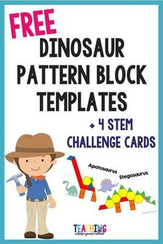 the free dinosaur pattern block templates for children to use in their crafts and activities