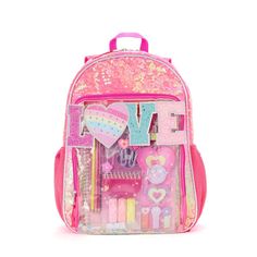 Fall in love with back to school with our 12+ piece love stationary set! This adorable backpack is the perfect size at 17" and even comes with a sequin pencil case for an extra touch of pizazz. But wait, there's more! Our backpack also includes a matching laptop sleeve and coordinating supplies set, complete with a ruler, notebook with decorative gems, erasers, colored pencils, paper clips, binder clips, notepad, notebook clips, and three highlighters. The adjustable backstraps and two side pock Diy Backpack, Target Clothes, Stationary Set, Club Kids, Cute Backpacks, Sewing Party, Elastic Hair Ties, Boys Accessories, Pencil Pouch