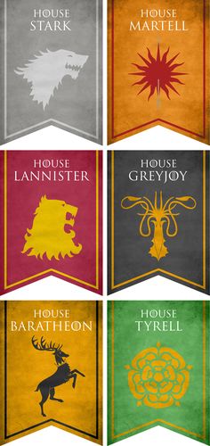 six game of thrones posters in different colors