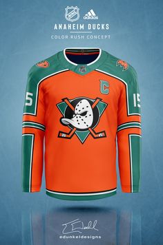 the hockey jersey worn by anaheim ducks is shown in an advertisement for their upcoming team