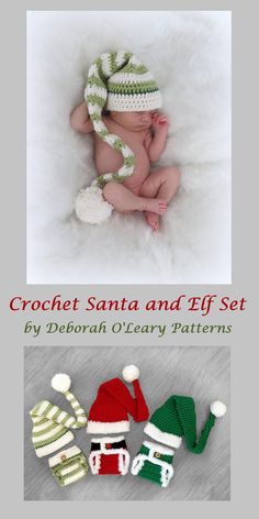 crochet santa and elf set by deborah cleary patterns for babies