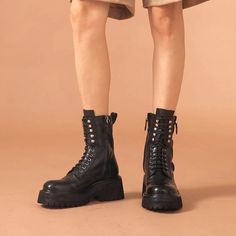 Hanson Women's Platform Leather Boots | ussshoes.com – USS® Shoes Platform Leather Boots, Women's Leather Boots, Brand Name Shoes, Brand Collaboration, Boot Types, Leather Boots Women, Martin Boots, Pig Skin, Leather Items