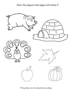 a coloring page with an image of animals and other things to color on the page