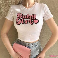 Crop Top Baby Girl, Y2k Long Sleeve, Baby Crop Top, Y2k Clothing, Cute Crop Tops, Y2k Streetwear, Summer Trends, White Summer