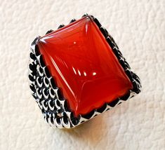 Rectangular silver aqeeq flat natural semi precious agate carnelian gemstone men ring sterling silver 925 jewelry all sizes free shipping Risk free Quality guarantee policy : If you are not satisfied with your item for any reason simply send it to us and you will get a replacement or refund . please write or choose your size with the order and we will size it for you . Our ring is handcrafted mostly with a few simple tools . but some methods are used in casting like lost wax method . sterling si Silver Carnelian Ring Jewelry, Silver Carnelian Ring As A Gift, Silver Carnelian Rings For Gift, Silver Carnelian Rings With Polished Finish, Silver Carnelian Gemstone Rings, Silver Rings With Polished Carnelian, Formal Jewelry With Natural Chalcedony Stones, Formal Chalcedony Jewelry With Natural Stones, Formal Silver Carnelian Jewelry