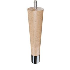 a wooden post with a screw sticking out of it's end, on a white background