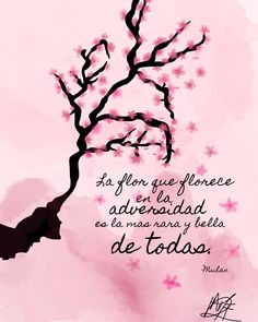 a tree with pink flowers on it and a quote from the poem's author