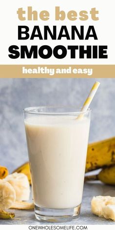 Banana smoothie in glass with a straw. Healthy Banana Smoothie, Jamba Juice Smoothies, High Protein Drinks, Unflavored Protein Powder