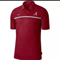 Nike Alabama Crimson Tide Dri-Fit Polo Cn7833 698 Size Large Red Collared Sports Top, Red Nike Tops With Team Spirit, Nike Collegiate Red Tops, Nike Red Collegiate Top, Orange Polo Shirt, Nike Polo Shirts, Shirts Nike, White Polo, Team Apparel