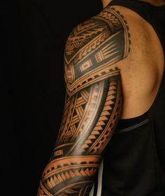 a man's arm with an intricate tattoo design on his arm and shoulder,