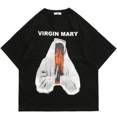 Virgin Mary" T-Shirt -TENSHI™ STREETWEAR Tee Shirt Designs Graphics, Graphics Aesthetic, Fancy Pattern, Retro Graphic Tees, Oversized Graphic Tee, Hip Hop Streetwear, Tee Shirt Designs, Streetwear Tshirt, Vintage Tee