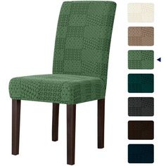 a green chair with four different colors on the back and sides, all in various sizes